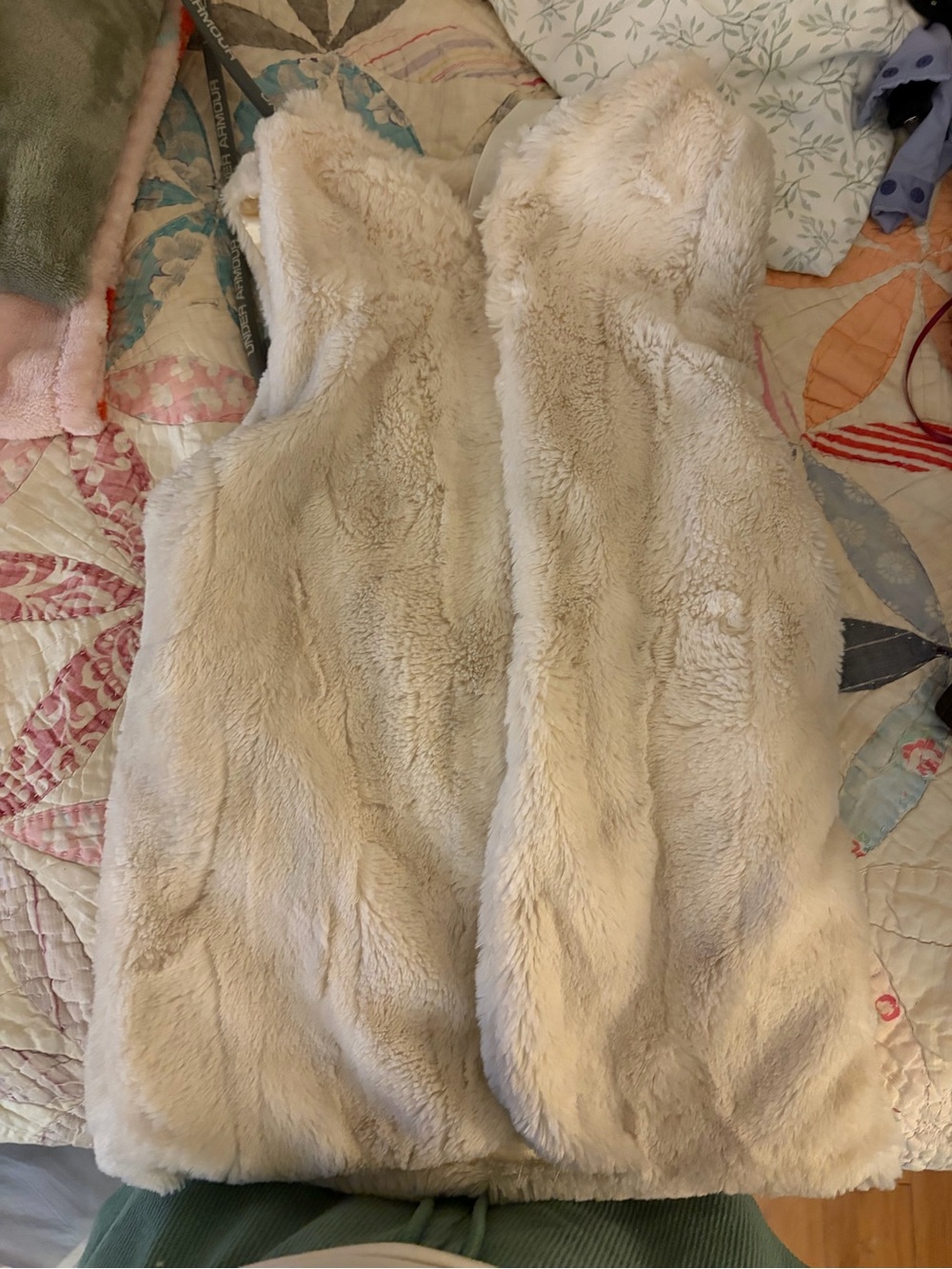 Beautees Cream Faux Fur Hooded Vest